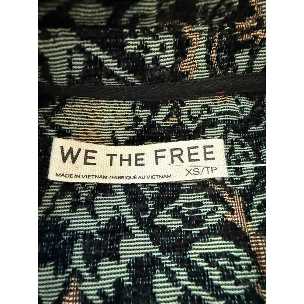 Free People We The Free Tapestry Fog Jacquard Snap Up Boho Hippie Shacket